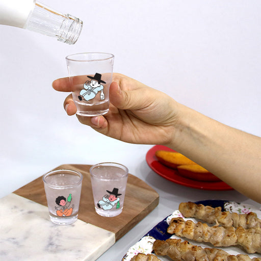 Korean Traditional Elegance Scholar Shot Glass 4pcs Color-Changing Soju glass