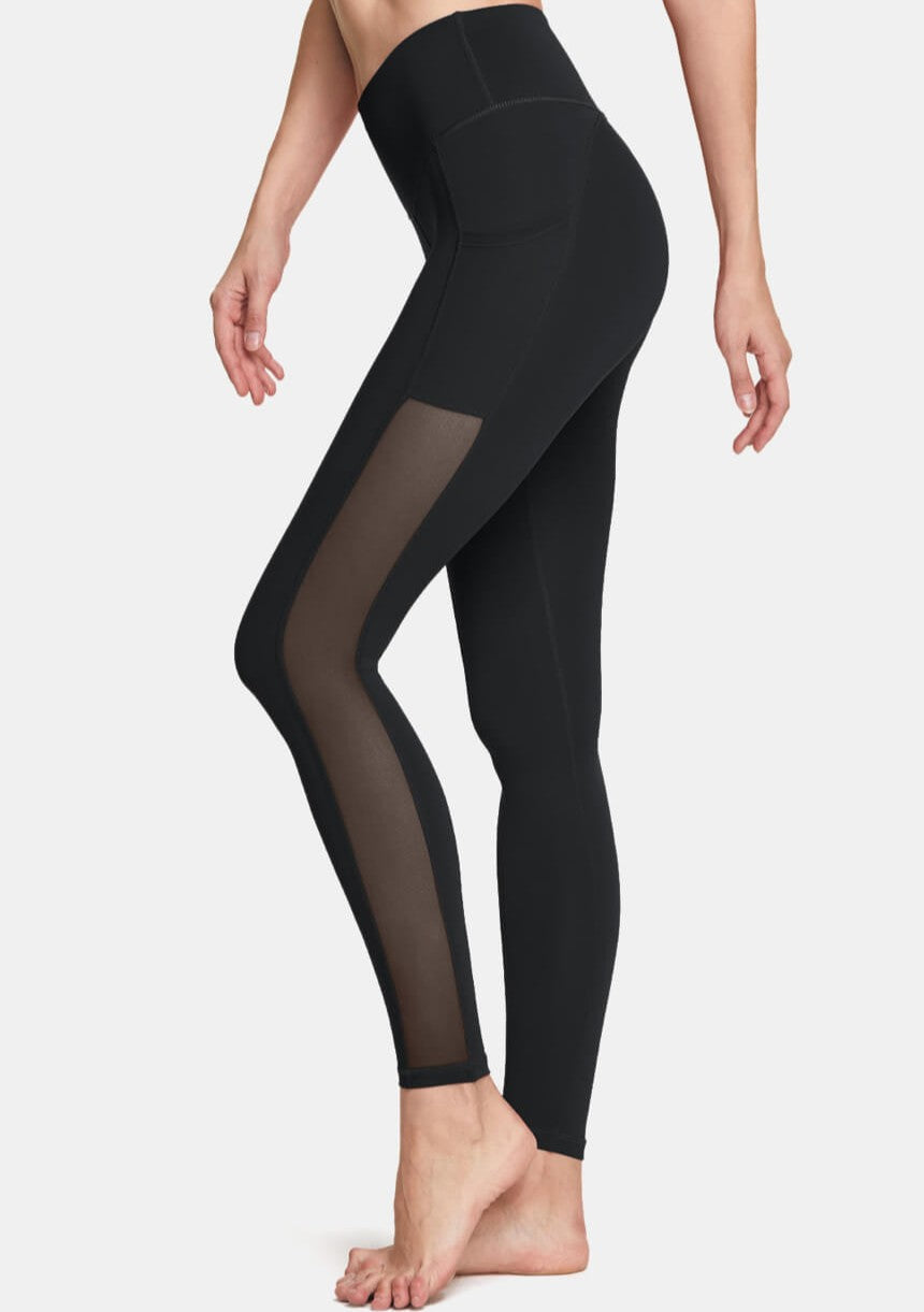 Korean Leggings High Waisted Pocket Mesh Nude Leggings