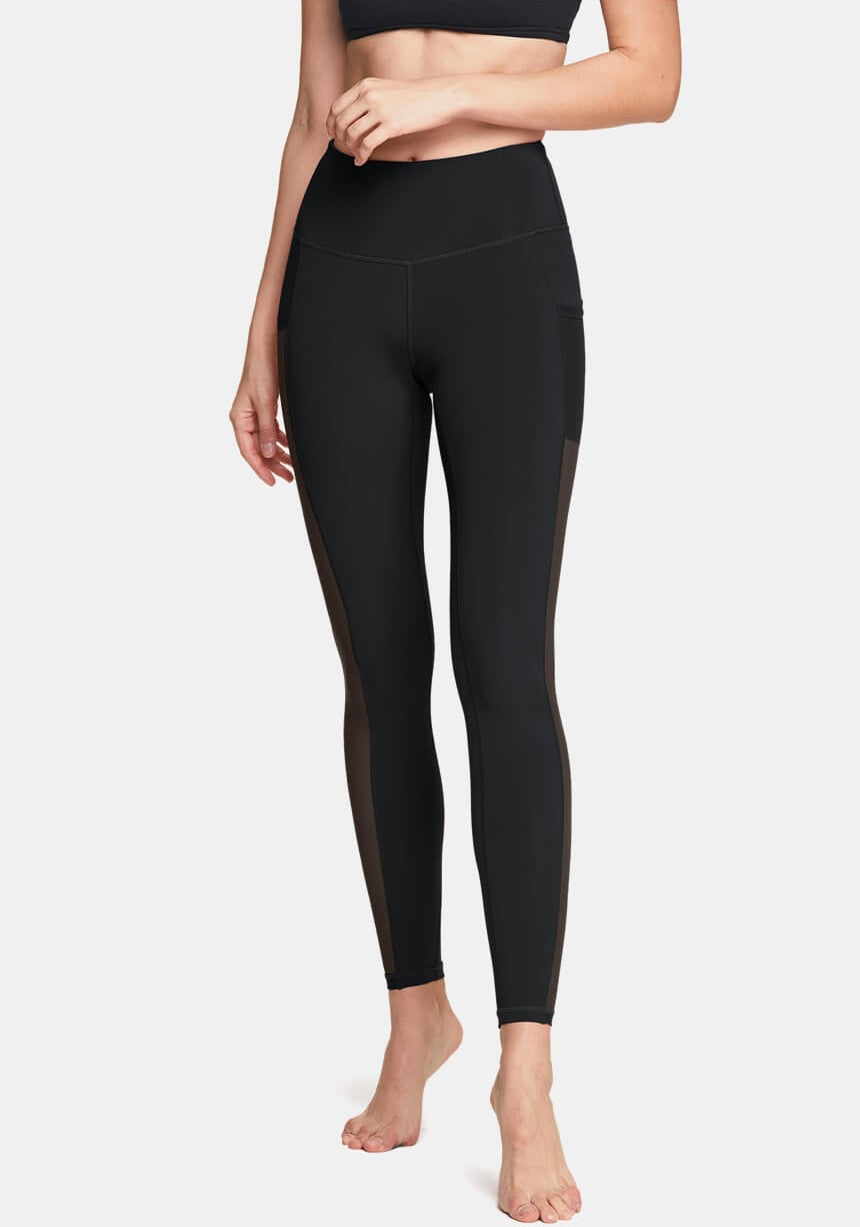 Korean Leggings High Waisted Pocket Mesh Nude Leggings