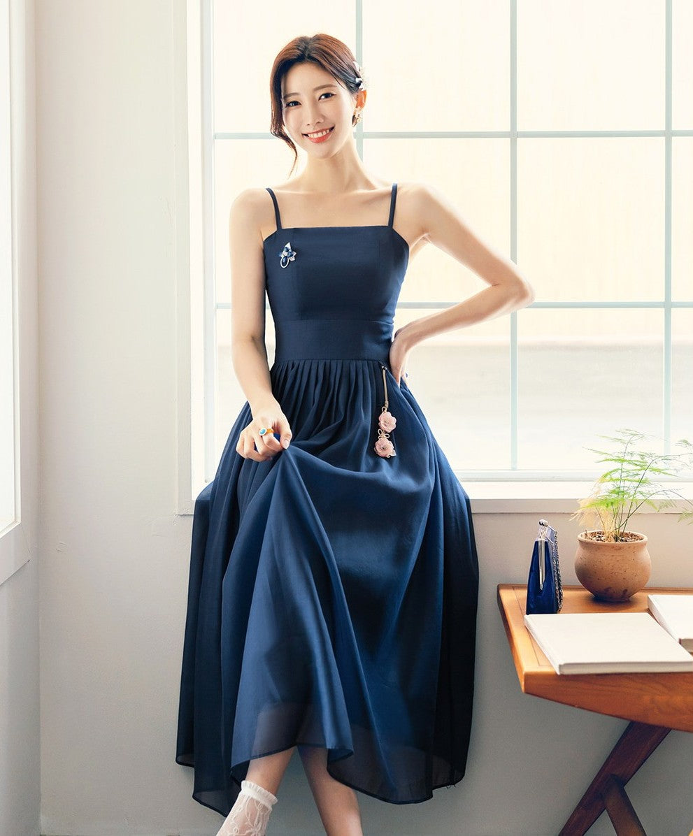 Korean Modern Hanbok Dress Water spray organza