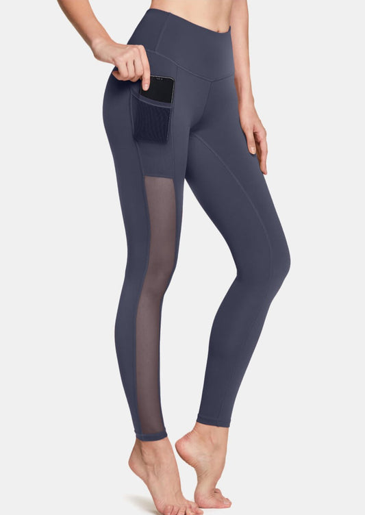 Korean Leggings High Waisted Pocket Mesh Nude Leggings