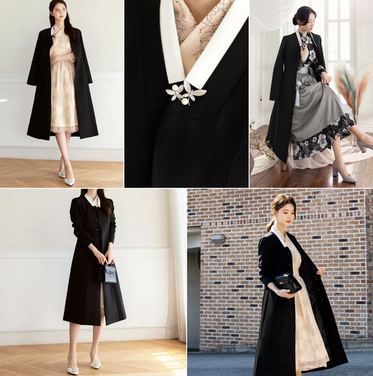 Korean Hanbok Coat. Slim-Fit Mareumdang Traditional Korean Overcoat