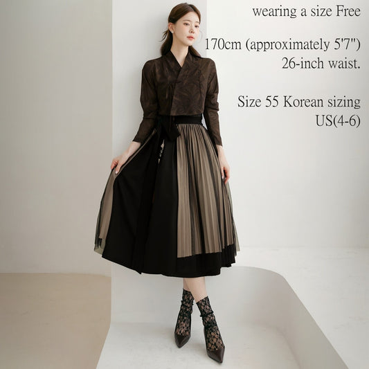 Korean Egret Flower Hanbok Blouse: Sheer Floral Jeogori Top