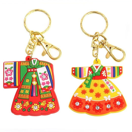 Set of 4 Hanbok-Inspired Keyrings. Traditional Korean Keychain Hanbok