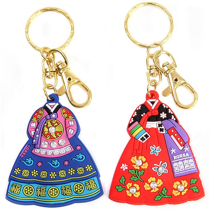 Set of 4 Hanbok-Inspired Keyrings. Traditional Korean Keychain Hanbok