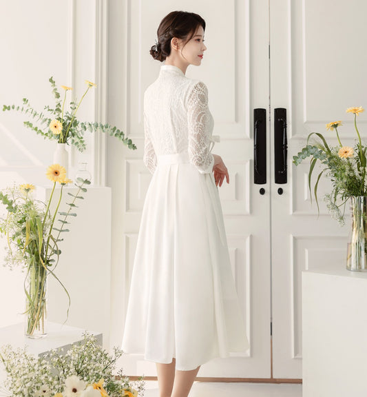 Korean Modern Hanbok De-olin lace Dress Wedding
