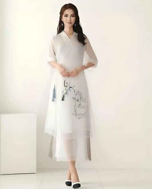 Korean Hanbok Dress embroidery Maix Dress