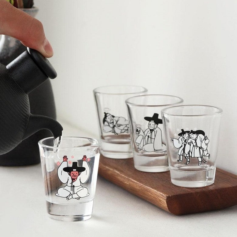 Korean Traditional Classical Scholar Shot Glass 4pcs Color-Changing Soju glass