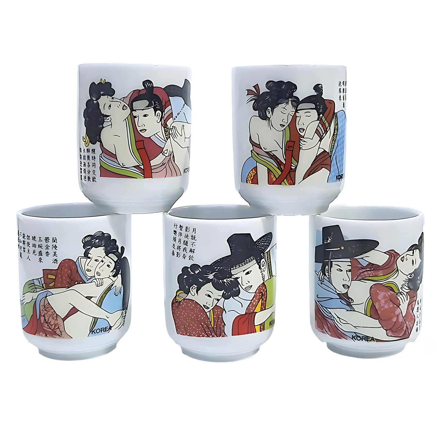 Korean Traditional Classical Scholar Shot Glass 5pcs Chunhwa Soju glass