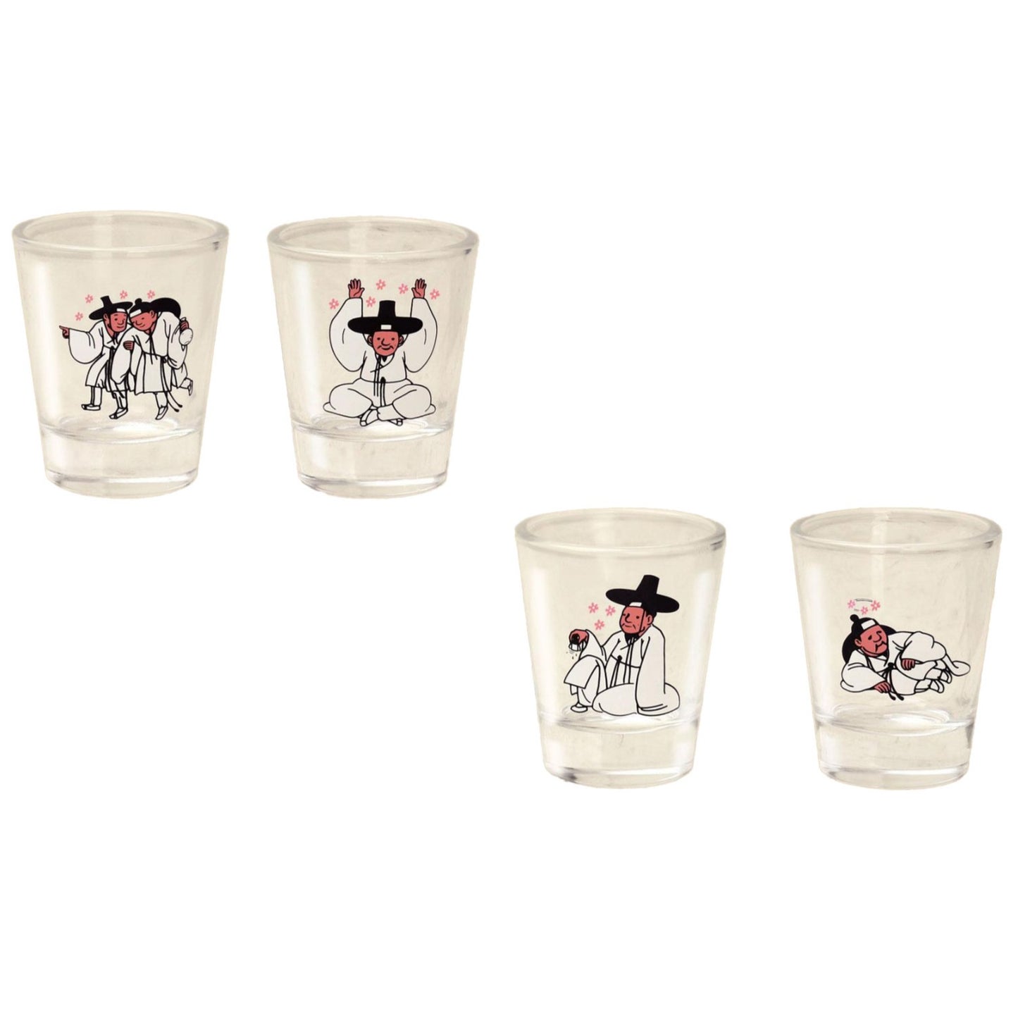 Korean Traditional Classical Scholar Shot Glass 4pcs Color-Changing Soju glass